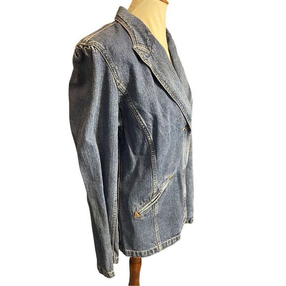 Vintage Liz Claiborne Lizwear Denim Blazer - 90s RARE Classic Jacket Size Large - Picture 5 of 12